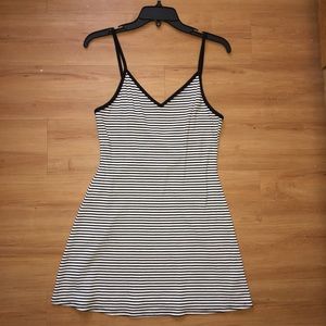 black and white striped open cross back sun dress